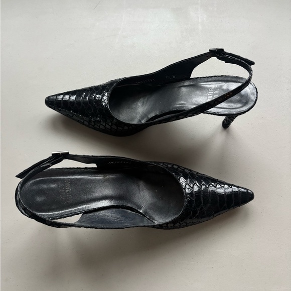 Vintage Stuart Weitzman Black python Slingback Heels - Picture 5 of 5